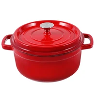 enameled cast iron dutch oven3 3 quart round ceramic pot non stick enamel coated cookware skillet with lid and loop handles red
