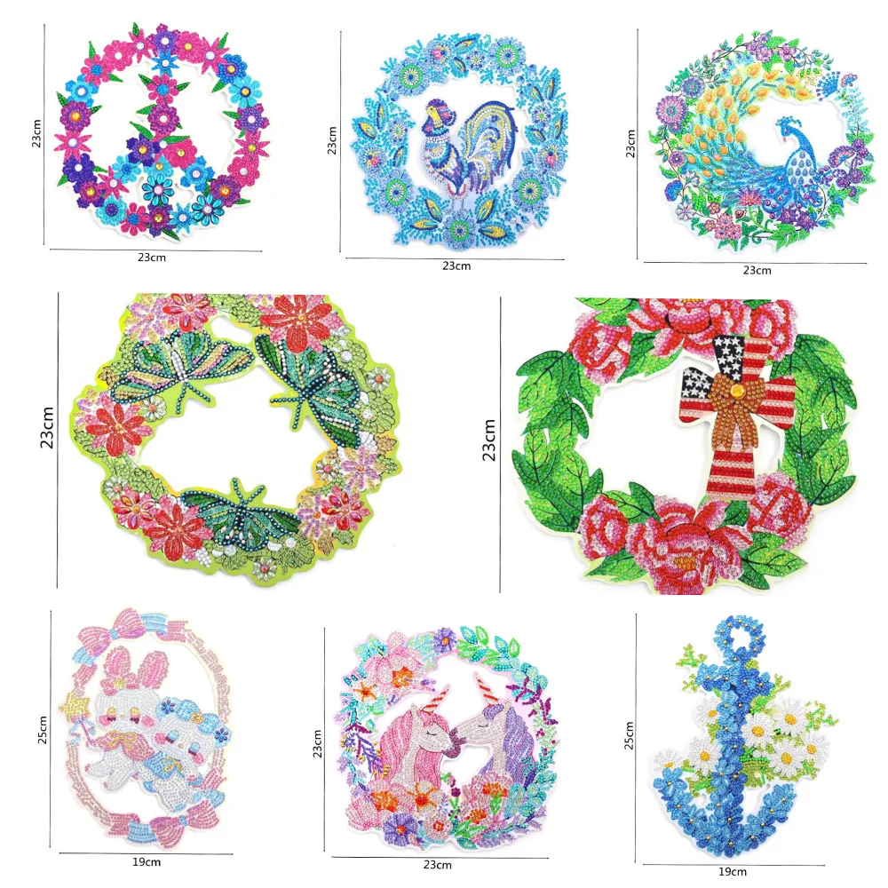 

Special Shaped Full Drill Wall Door Window Wreath Decor Unicron Peacock Wreath 5D Diamond Painting Kit Crystal Art