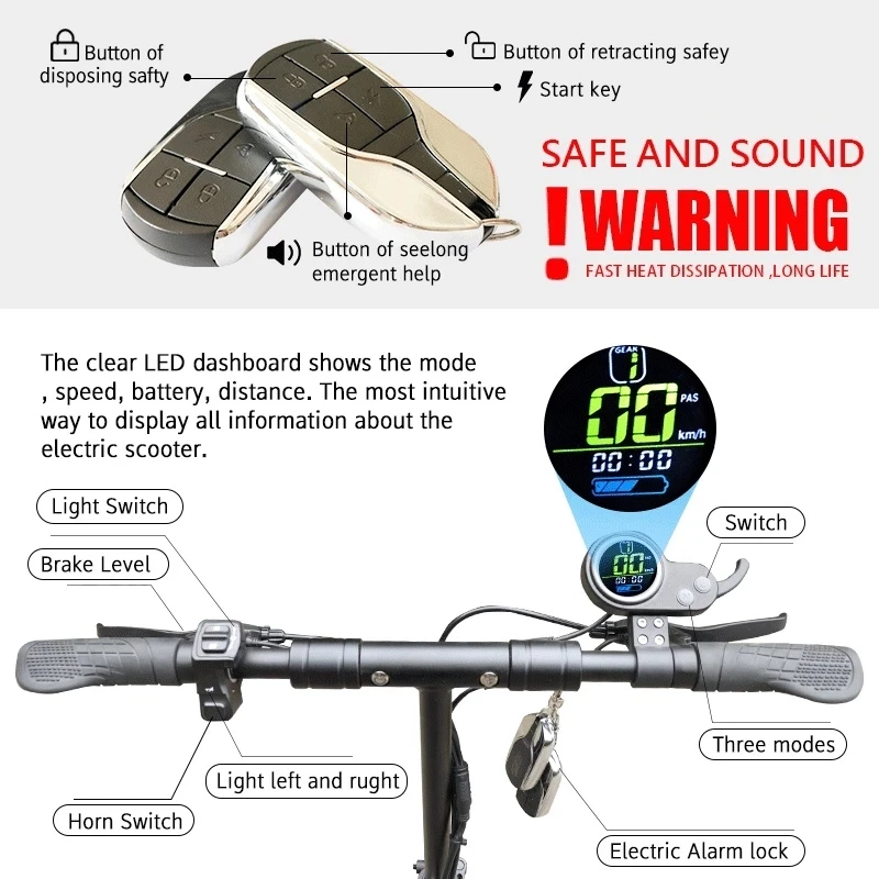 

48V 1200W Adult Electric Scooter Single Drive Off Road With Lithium Battery E Scooter Motorcycle LED Light patinete eltrico