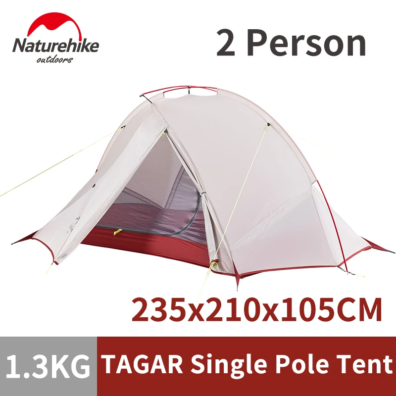 

Naturehike TAGAR Single Pole 2 Person Tent Ultralight 1.3kg Portable 20D Pu4000+ Hiking Camping Tent 7001 Pole With Floor Mat