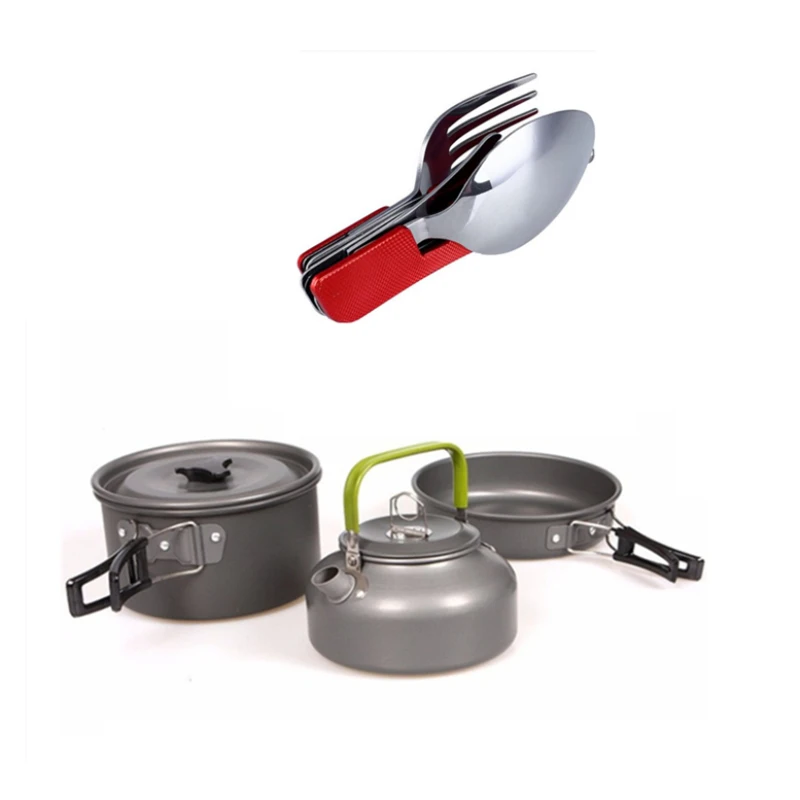 4pcs Твердая алюминиевая посуда для пикника, миска, посуда для туристического туризма, походов, экипировка, походный горшок, посуда, бушкрафт - Цвет: 4pcs