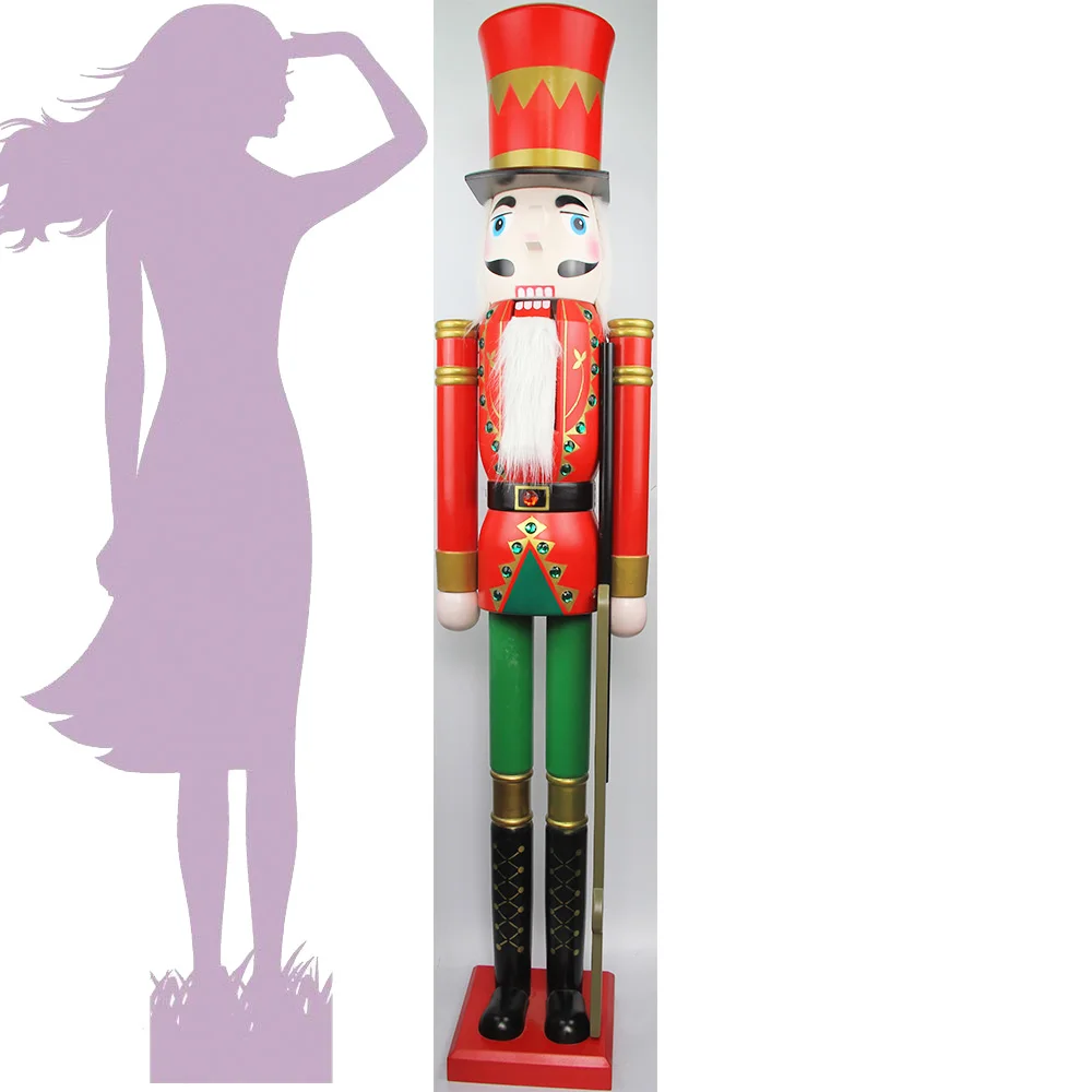 CDL 5feet/150cm/5ft/5foot Life sized large/Giant Red and Gold Christmas Wooden Nutcracker King & Soldier Ornament Doll K05