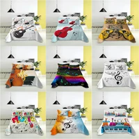 music guitar bed sheet with pillowcase queen king flat sheet bed sheet bedclothes for kid adult bedroom home