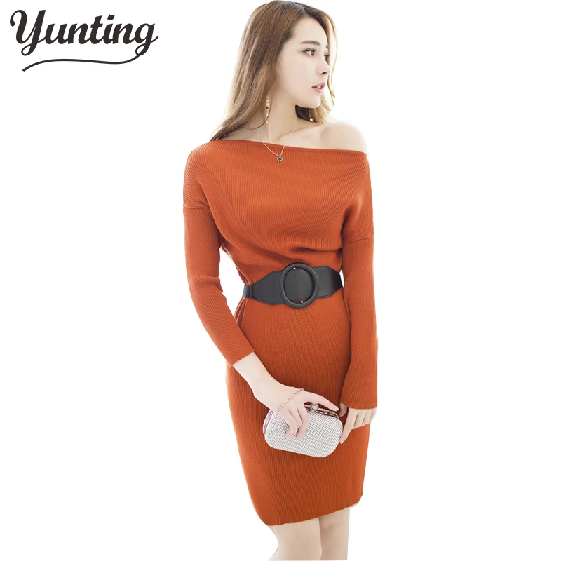 Женское трикотажное платье женские платья однотонный вязаный пуловер с длинным