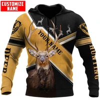 customized name deer hunting 3d all over printed mens hoodie sweatshirt autumn unisex zip hoodies casual streetwear kj818