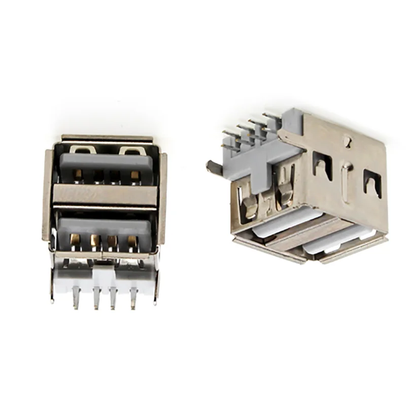 2/6/10 шт. двойная женская разъемная USB-гнездо типа A изогнутый 8-контактный разъем платы выводов на плоском гнезде.