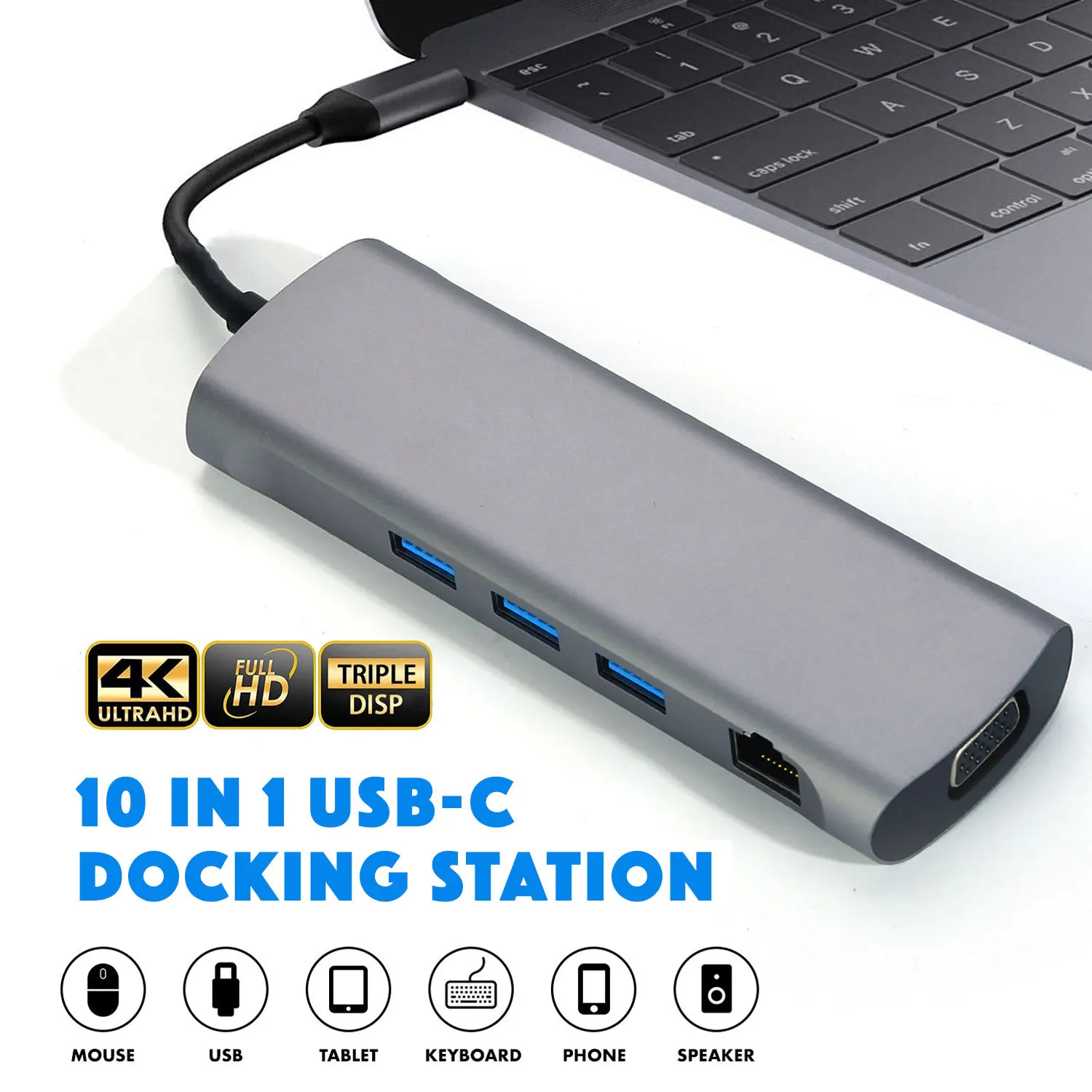 ET 10 в 1 мульти USB C концентратор док станция 4K Type к 3 0 TF HDMI VGA RJ45 Мини DP для MacBook