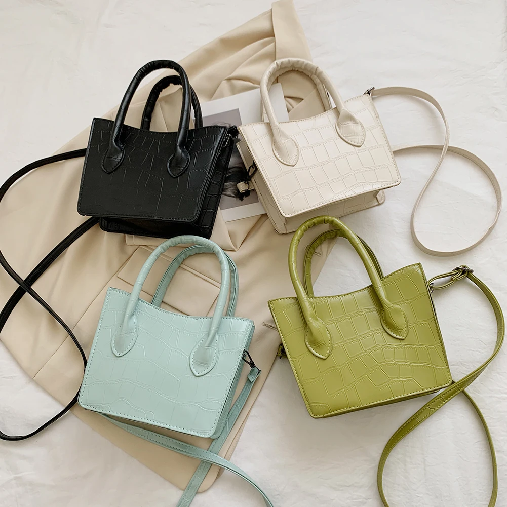 

Новинка 2021, Женская однотонная винтажная классическая сумка-мессенджер через плечо с узором под аллигатора, Повседневная миниатюрная сумк...