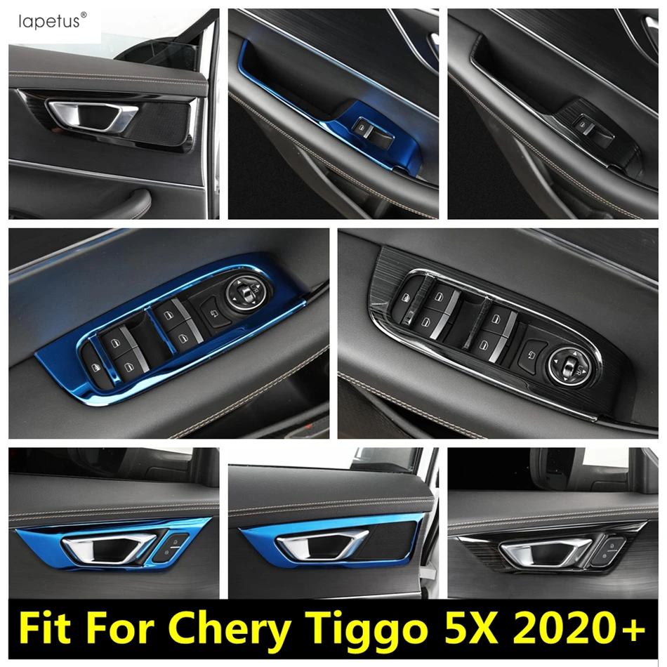 

Armrest Window Lift Button Swich Panel Handle Bowl Frame Cover Trim For Chery Tiggo 5X 2020 2021 Stainless Steel Car Accessories