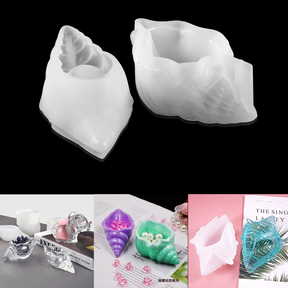 

1pcs 3D Ocean Conch Makeup Egg Storage Silicone Mold Bead Storage Epoxy Casting Mould for DIY Jewelry Making Finding Accessories