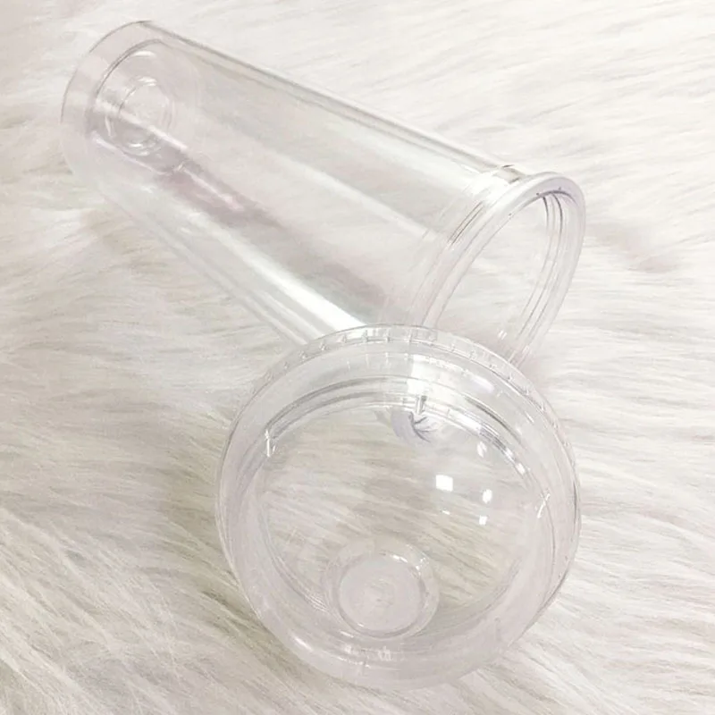 20 унций Прозрачный Акриловый стакан с купольной крышкой соломенная двухслойная