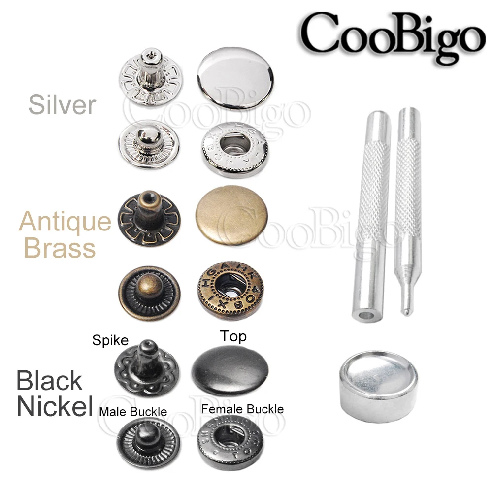 36 шт. металлические кнопки застежки + 2 Кнопка инструменты для шитья рыба мужская