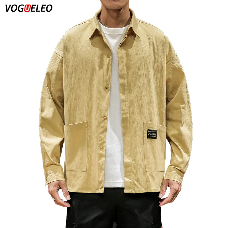 VOGUELEO/2019 г. Новая стильная модная рубашка в стиле сафари японском с длинными