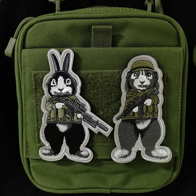 Нашивки с вышивкой животных тактические нашивки эмблемой кролика собаки солдата