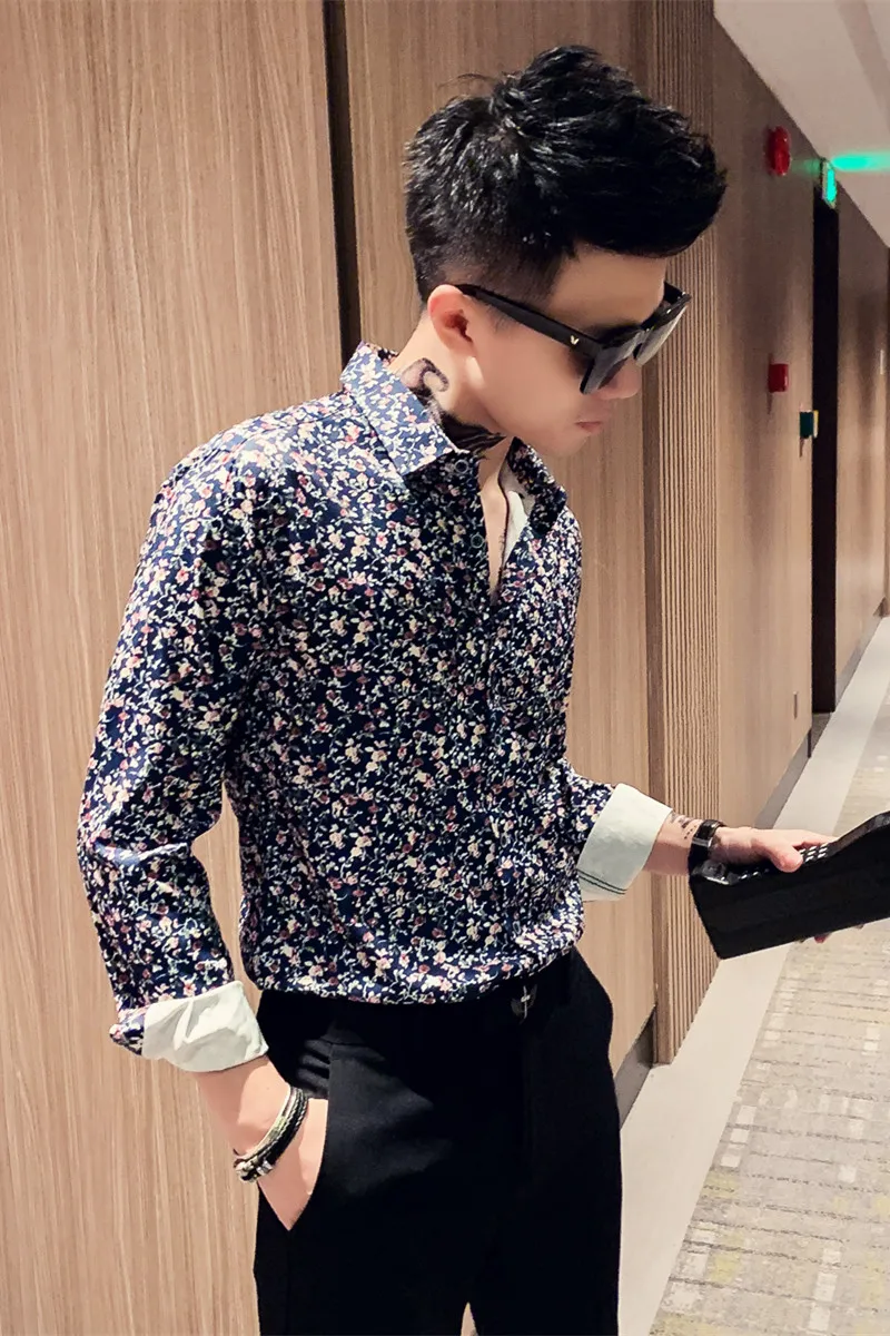 Новинка 2019 Мужская Осенняя облегающая Повседневная рубашка с длинными рукавами