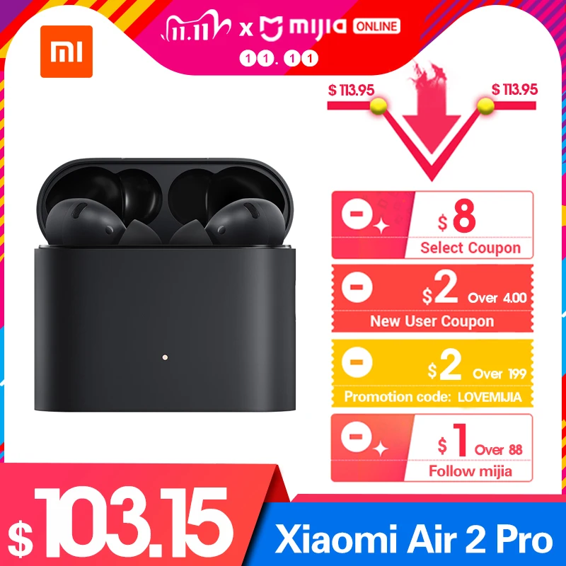 New Xiaomi Air 2 Pro True Wireless Bluetooth 5.0 Earphone TWS Earbuds Active Noise Reduction Smart charging Headphone | Электроника
