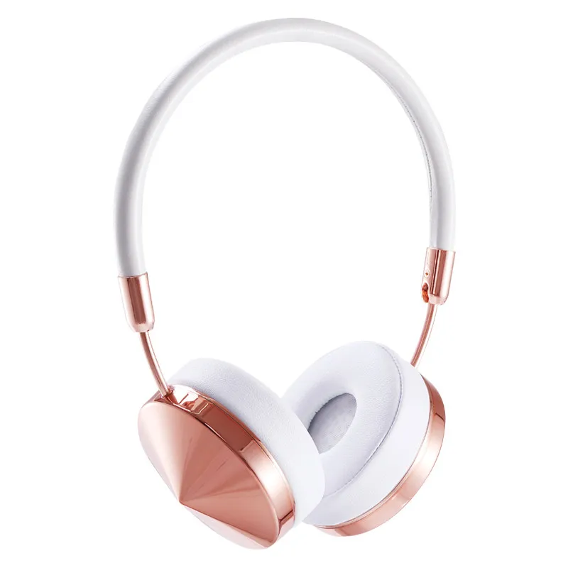 

Vogue wireless bluetooth Headphones with Microphone HIFI Stereo sport Earphones Deep Bass Beautiful rose gold Headset