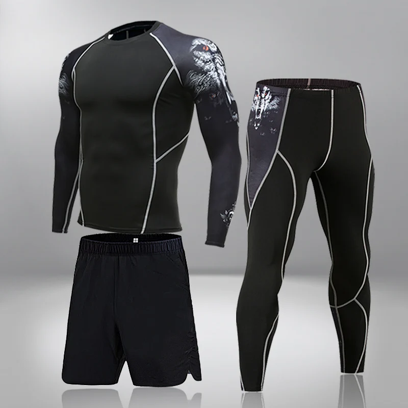 

Gym Tights Training Clothes Workout Jogging Sports Set Running Tracksuit Quick Dry Plus Size Men's Compression Sportswear Suits