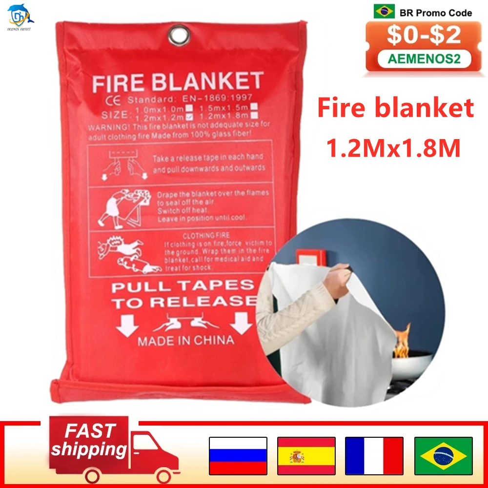 

1.2M x 1.8M fireproof blanket, glass fiber fireproof and flame retardant emergency survival shelter safety cover, fireproof emer