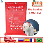 Огнестойкое одеяло 1,2 м x 1,8 м, огнестойкое и огнестойкое защитное покрытие из стекловолокна для аварийного выживания, огнестойкое одеяло