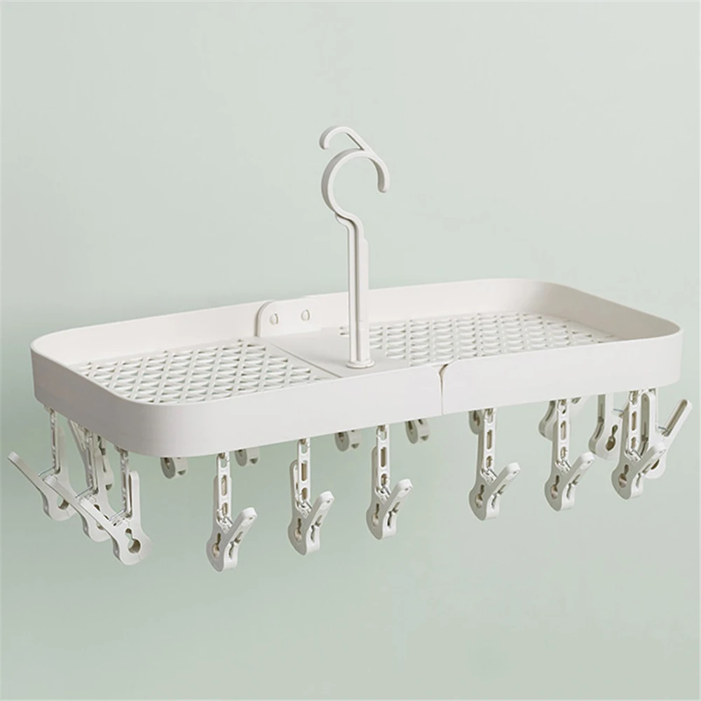

B-LIFE Foldable Clip and Drip Hanger Laundry Hanger Drying Rack Plastic Travel Windproof Hook Diapers Baby Clothes Sock Towels