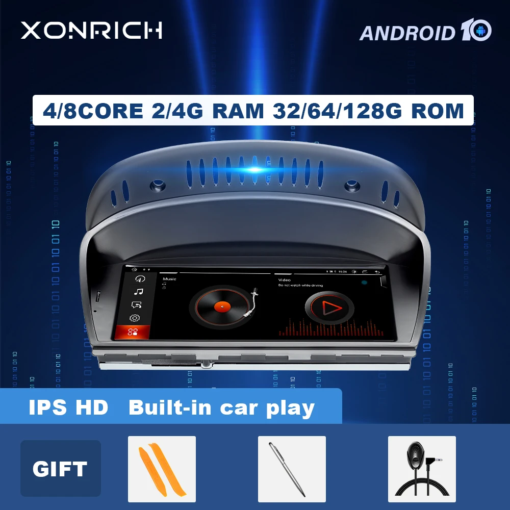

Автомобильный мультимедийный плеер Android 10, 6 ГБ + 128 Гб, для BMW серии 5/3 E60, E61, E62, E63, E90, E91, CIC, CCC, радио, GPS-навигация, стерео, Carplay