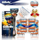 Прямая Безопасная бритва Gillette Fusion 5, бритвенные Кассеты Proglide для мужчин, бритвенный станок со сменными лезвиями для бритья бороды