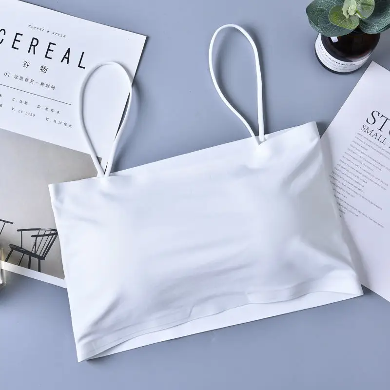 Fashion Sexy Bras for Women Push Up Lingerie Ice Silk Seamless Word Sling Female Tube Top 2021 Fashion