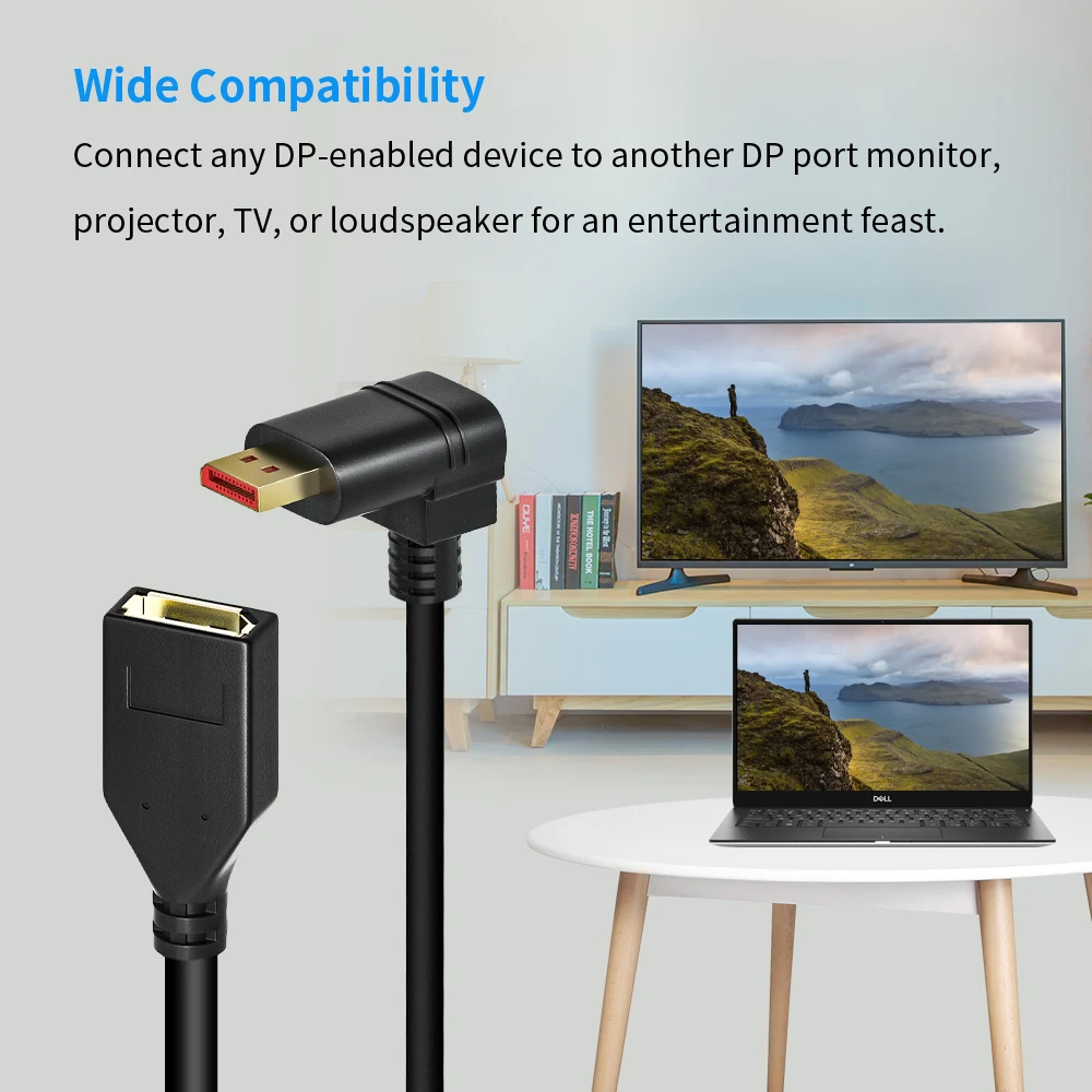 Кабель-удлинитель Displayport с углом 90 градусов кабель-удлинитель DP мама-DP 4K @ 120 Гц 2K 144