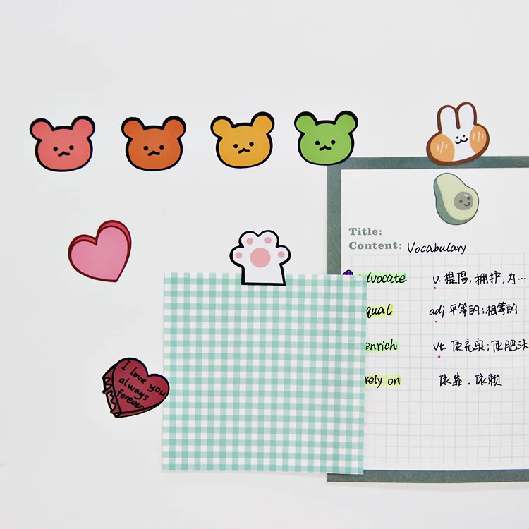 2 листа Kawaii Кот Сердце Медведь Кролик декорацион дневник наклейки сделай сам