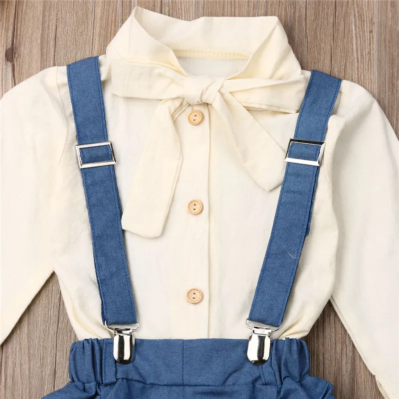 Осенняя одежда для девочек из 2 предметов милая маленьких топы с длинными