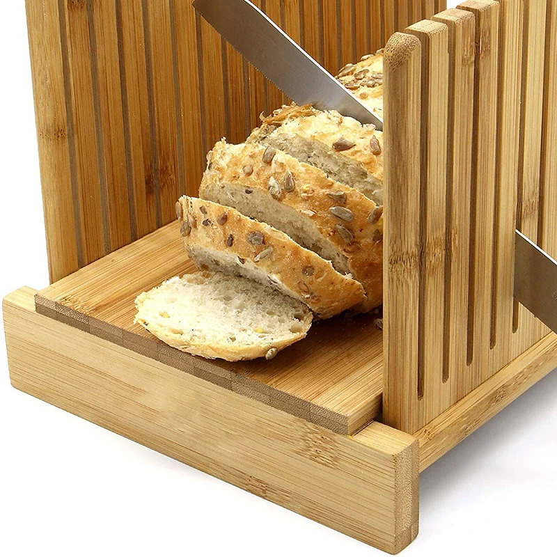 

Toast Bread Slicer Wooden Foldable Loaf Cutter Rack Cutting Guide Slicing Tools Kitchen Accessories DIY Baking Baking Tool JU8