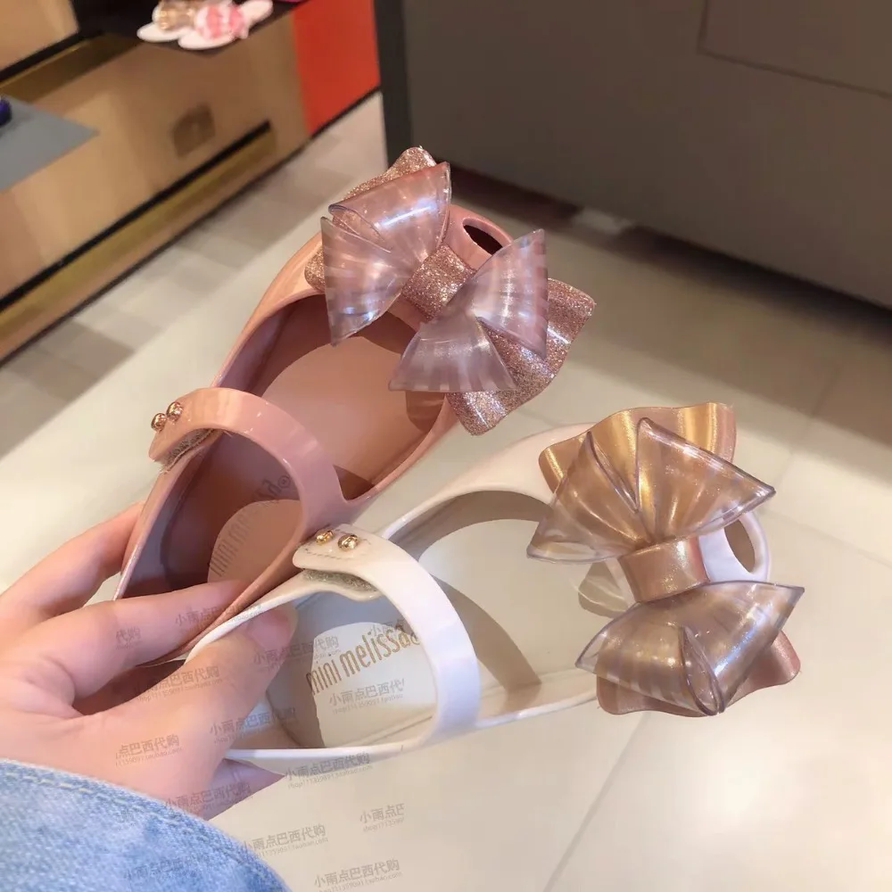 Mini Melissa ultragrl/ новые оригинальные прозрачные сандалии для девочек детские сандалии с бантом детская пляжная обувь Нескользящая обувь для малышей