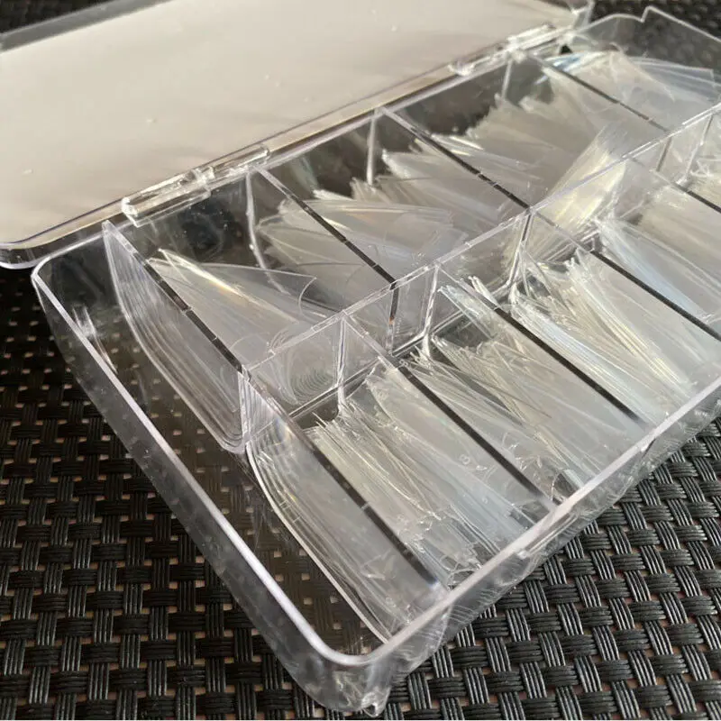 

Extra Long Clear Stiletto False Nail Tips Acrylic Gel Salon Half Cover Tip Nail