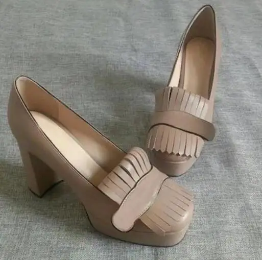 

Prowow New High Platform women pumps Tassel Pink chunky heels high heels size 41 dress Office & Career shoes women metal