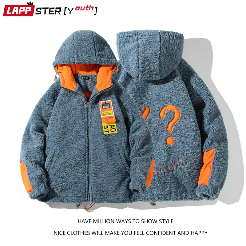 LAPPSTER-Youth Men Harajuku Streetwear Winter Jackets 2022 Mens Oversized Hooded Parkas Male Patchwork Lambswool Windbreaker 5XL