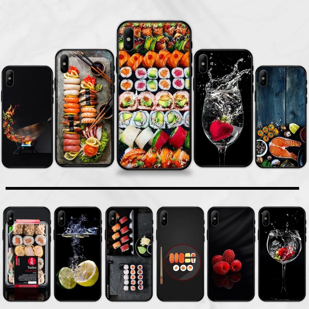 Лидер продаж суши с лососем Омаров фрукты чехлы для мобильного телефона из
