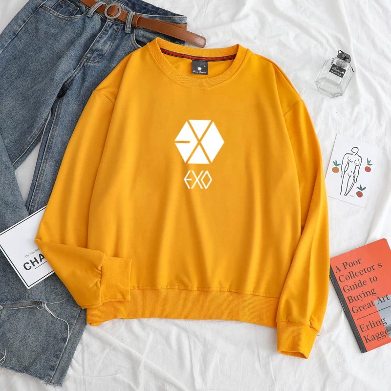 Толстовка EXO для мужчин и женщин Модный хлопковый свитшот Корейская популярная