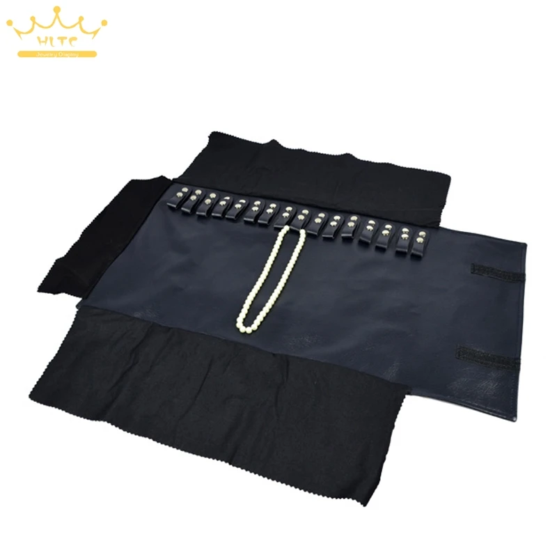 Темно синяя кожаная сумка в рулоне для ювелирных изделий портативный органайзер