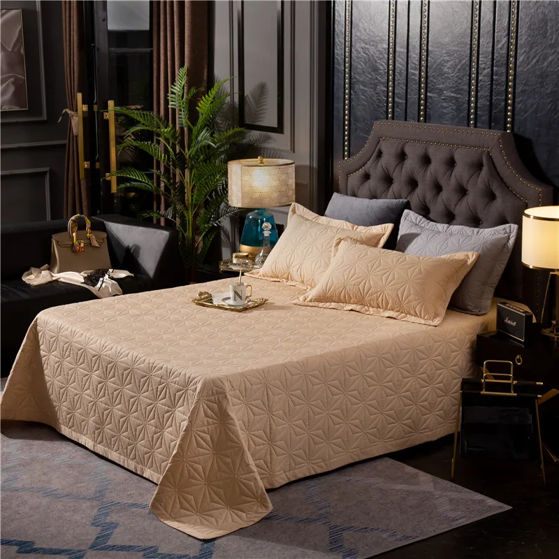 New 1pc 245x245cm and 245x265cm gray white cotton Bedspread and 2pcs pillowcase blanket Duvet Quilt bed cover