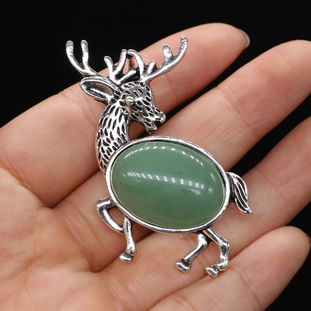 

1pcs Natural Stone Charm Rose Quartzs/Lapis lazuli Party Casual Brooch Pins Women Jewelry Gift Size 50x53mm