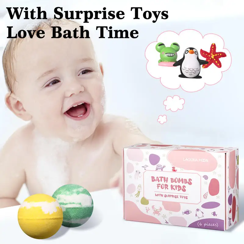 

LAGUNAMOON 6Pcs*3.5OZ Bath Salt Ball Bombs Set Kit Coconut Vanilla Shower Bomb Watermelon Blueberry Strawberry Banana Orange
