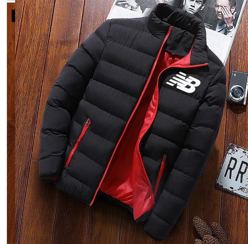 

Men's Winter Jacket Long Sleeve Baseball Jacket Windbreaker NB Zipper Windbreaker Lining Plush Jacket Men's Jacket Men's
