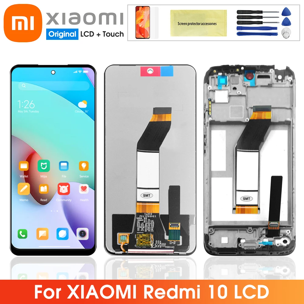 

Оригинальный экран 6,5 дюйма для Xiaomi Redmi 10, ЖК-дисплей, сенсорный экран, дигитайзер, панель с рамкой для Xiaomi Redmi 10 21061119AG