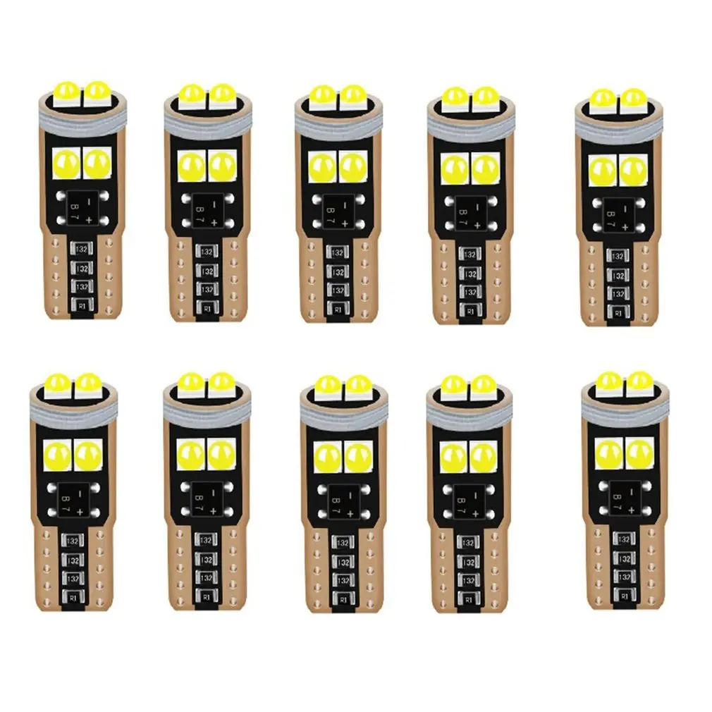 

10 шт., суперъяркие светодиодные лампы T10 W5W 3030 Canbus