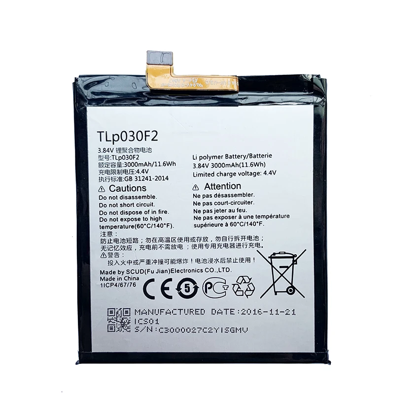 

Original 3000mAh TLP030F2 Battery For TCL Alcatel One Touch Idol 4S OT-6070 6070K Cell Phone For BlackBerry DTEK60 BBA100-1