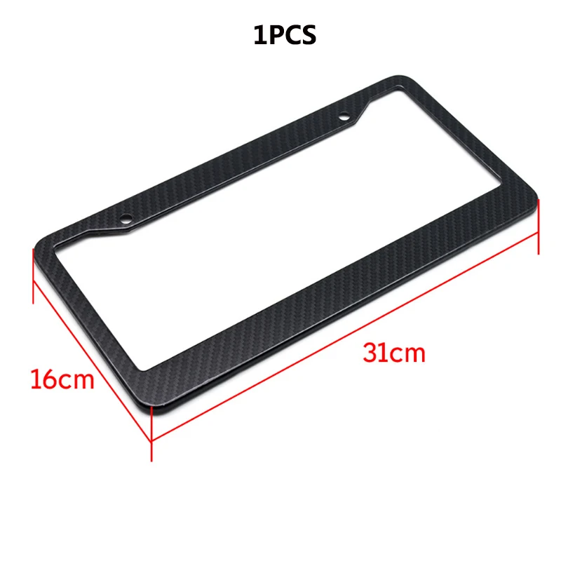 1PCS Carbon fiber Рамка для номерного знака из черного углеродного волокна/прозрачная Защитная крышка для номерного знака для переднего заднего кронштейна автомобильные аксессуары - Цвет: 1PCS Carbon fiber