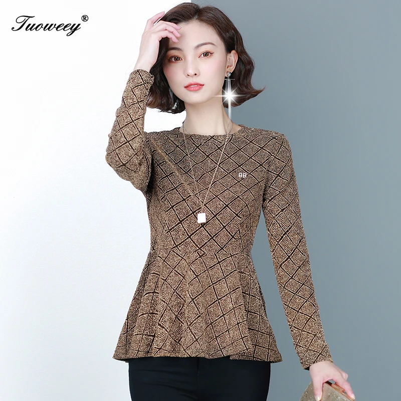 

2020 Autumn style 4XL new women's bottoming shirt long-sleeved bright silk blouses women's top Plus size woman tops