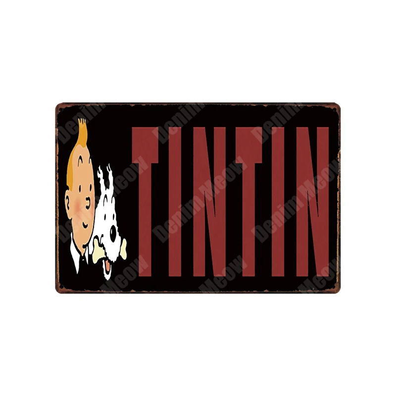 Q Tintin мультфильм металлическая Оловянная вывеска Альфа арт живопись магазин настенный стикер домашний декор Tintin фильм плакат Бар Винтаж железные тарелки MN120 - Цвет: Q