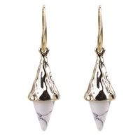 cone shape white calaite pendant stud earrings